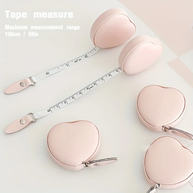 Tape Measure - 1개 다기능 PU 가죽 핑크 러브