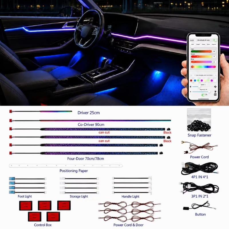 차량용 앰비언트 조명 키트, 18가지 색상, RGB L - Door Handle 리뷰 및 가격