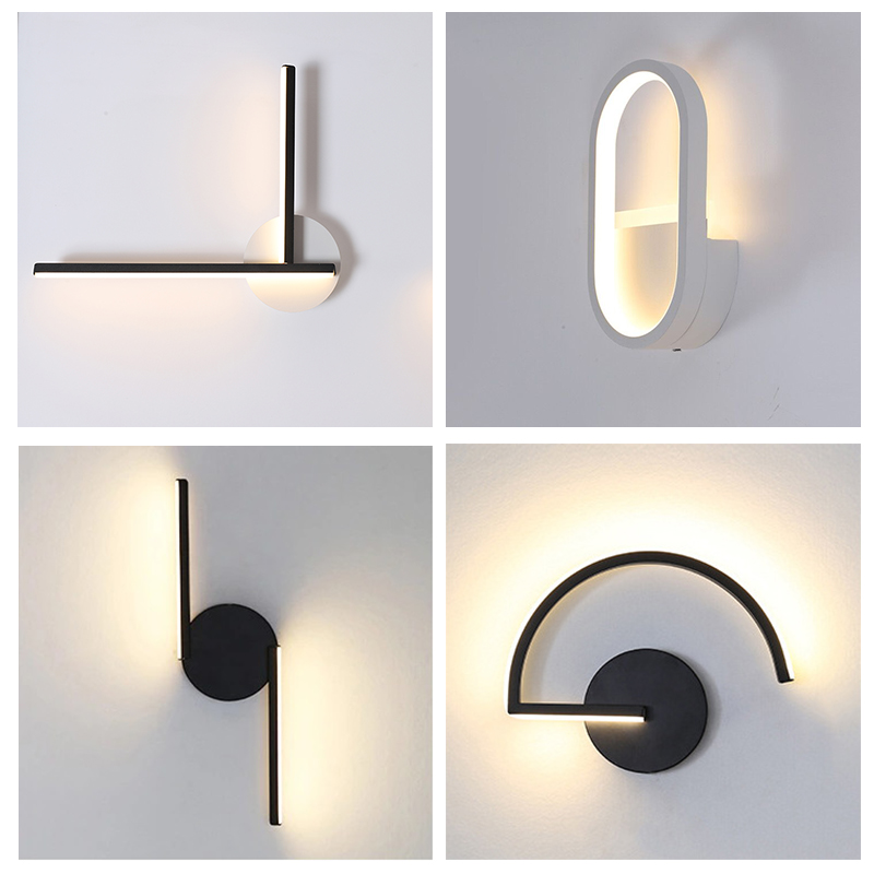현대적인 북유럽 LED 벽등, 미니멀리스트 블랙 기하학 - Light Switch 리뷰 및 가격