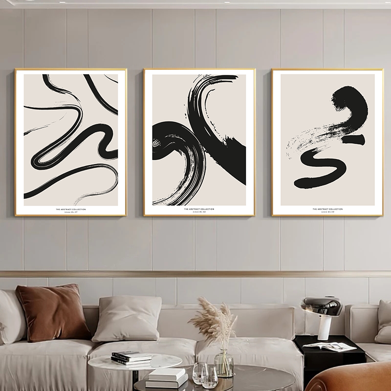 미니멀리스트 페인트 스트로크 추상 벽 예술 프린트 블랙 - Paint Brush 리뷰 및 가격